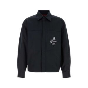 Gucci Men Navy Blue Cotton Shirt